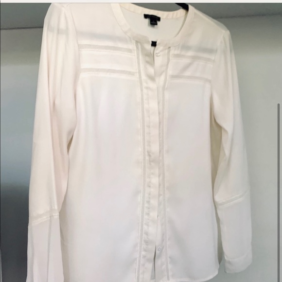 Ann Taylor Silky Long Sleeve Button Down Blouse - Picture 2 of 4